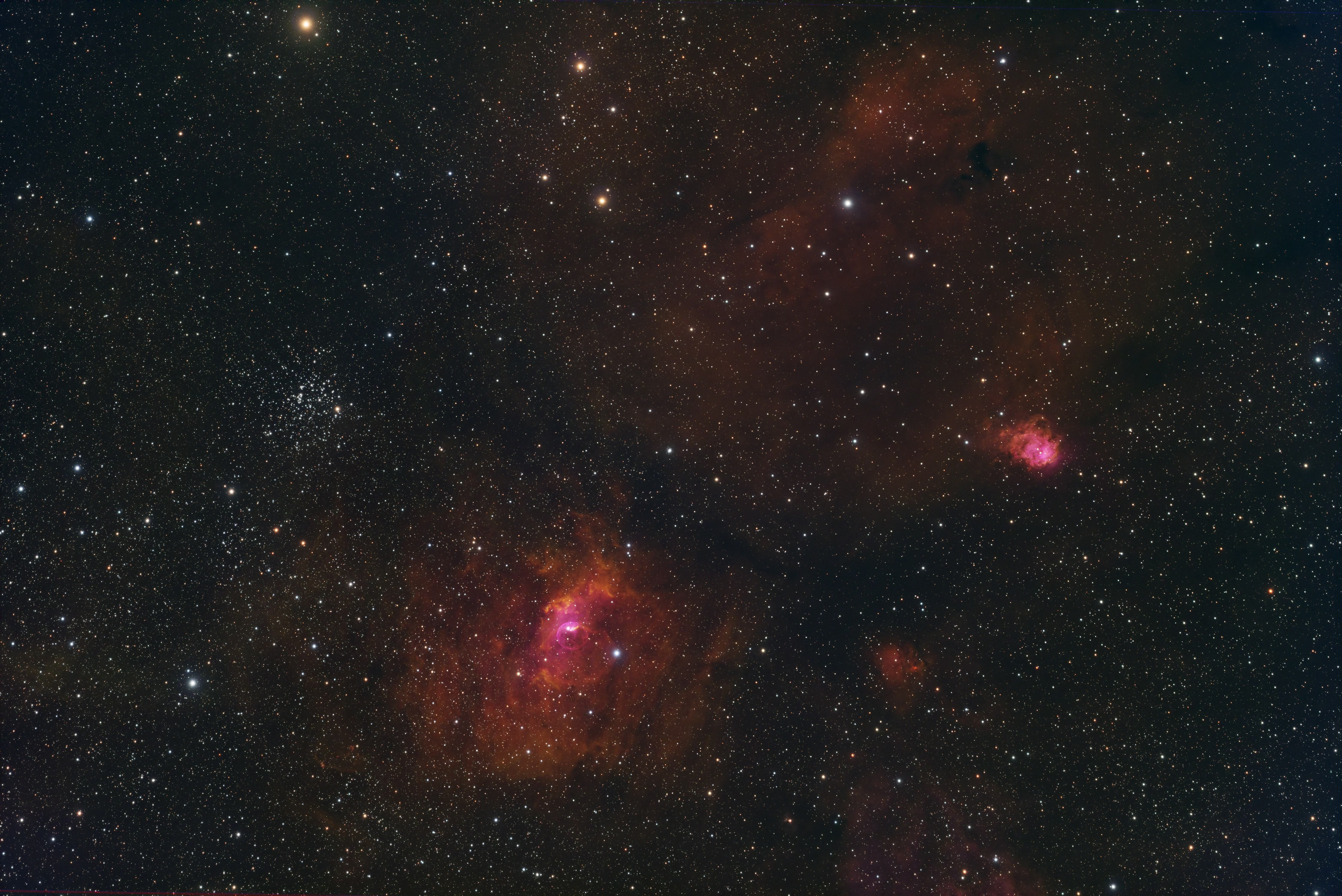 Bubble Nebula, HSO narrowband with broadband stars