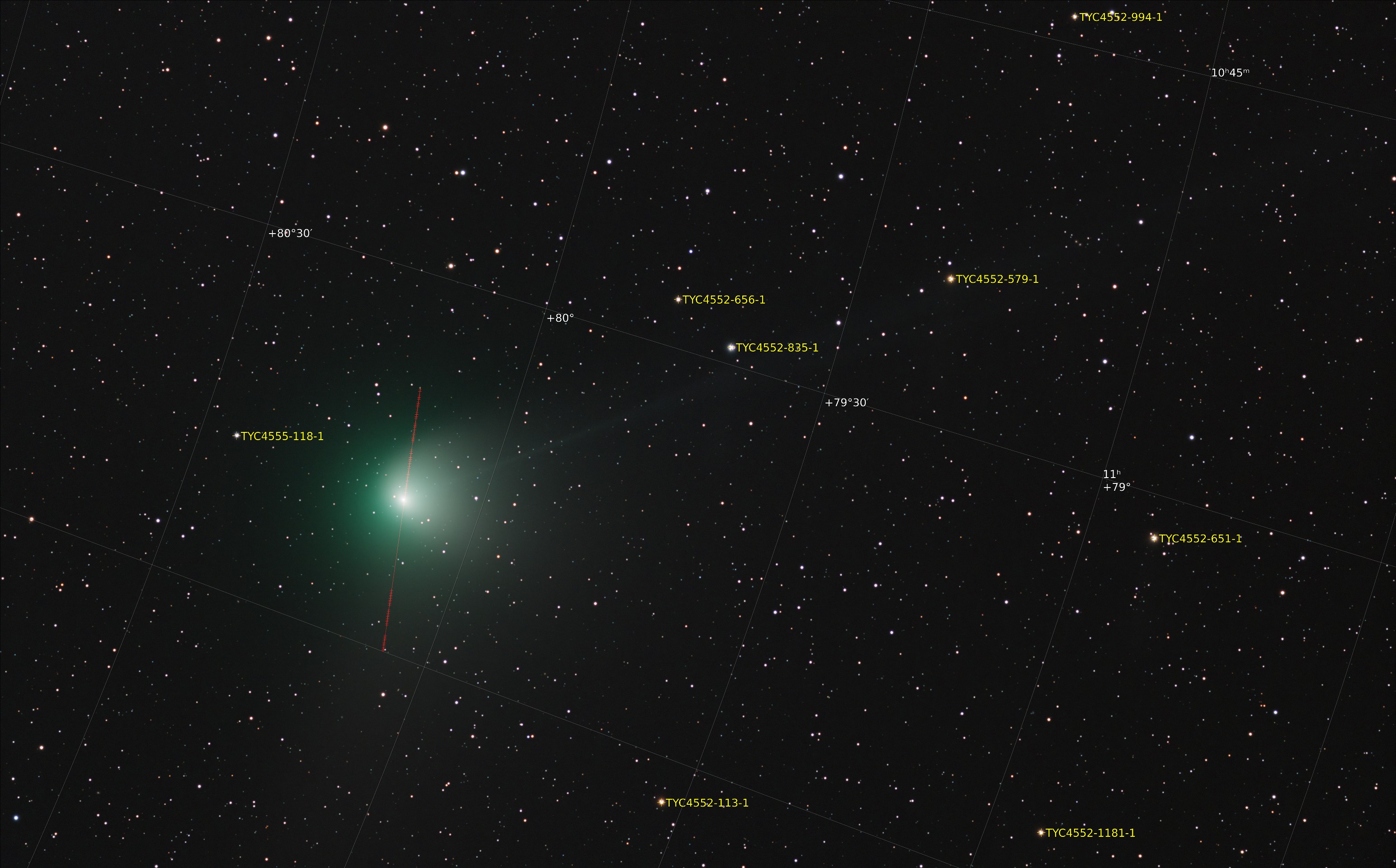 Comet C/2022 E3 (ZTF), annotated
