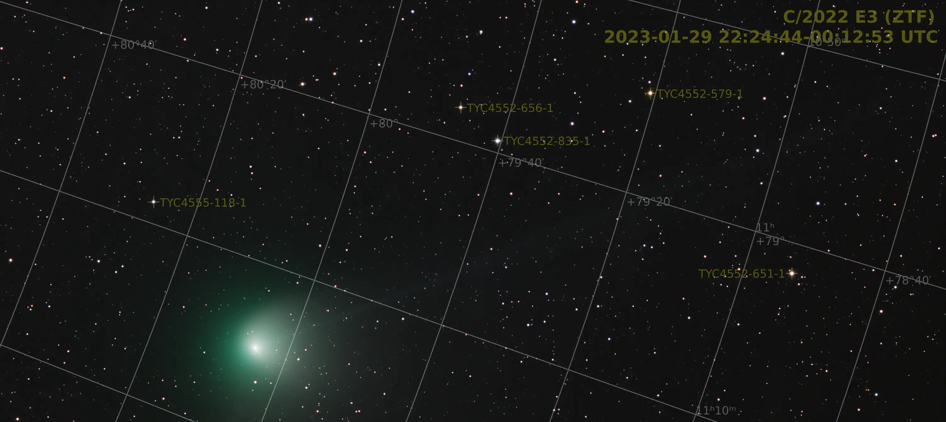 Comet C/2022 E3 (ZTF), 109 frames, speed 1500x