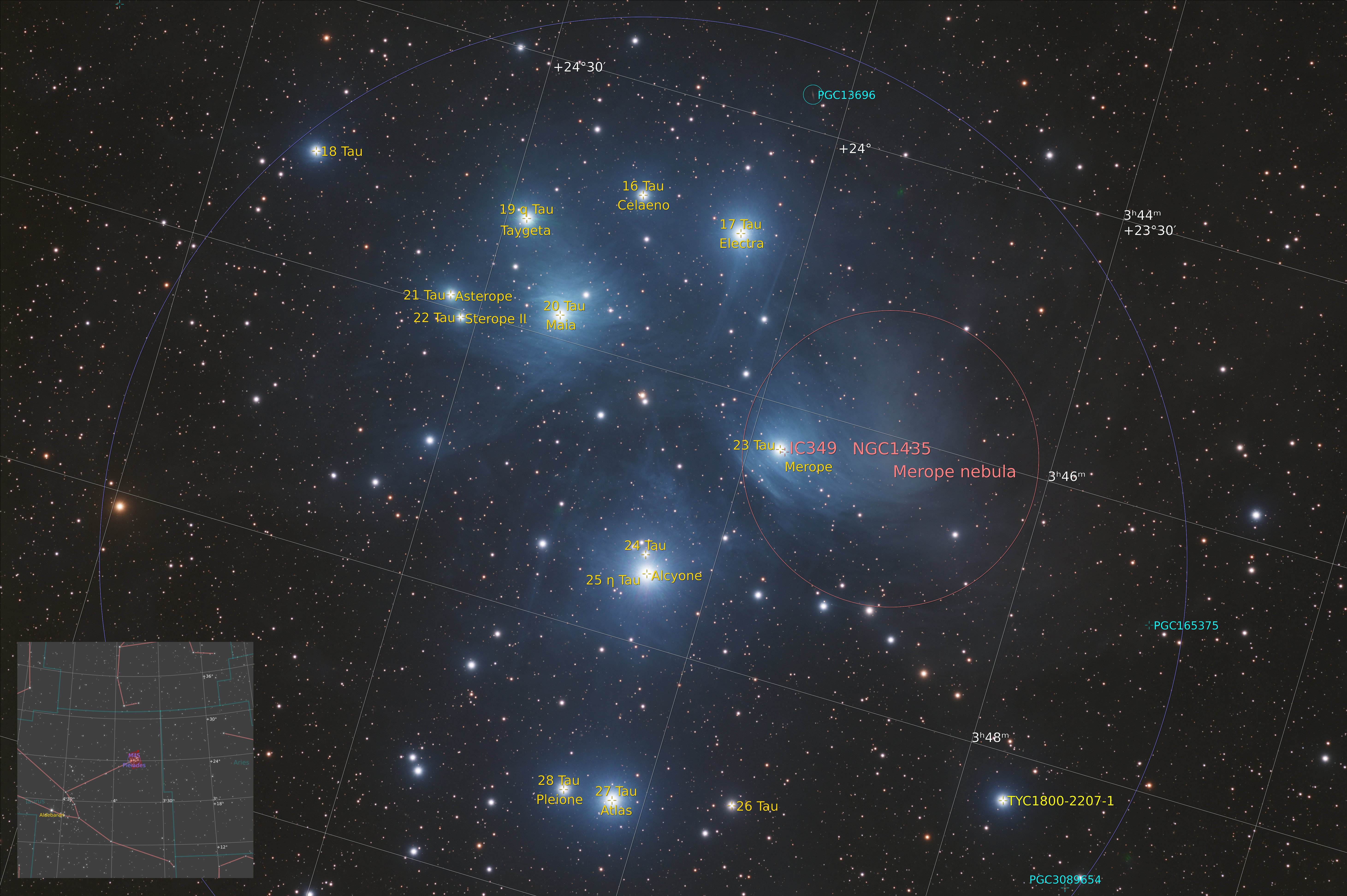 Pleiades, October 2022, annotated